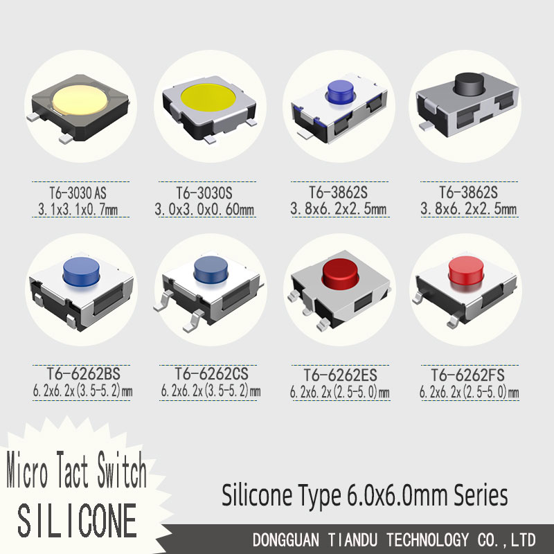 6.2×26.2mm Silicone Mini Push Button SMD Tactile Switch