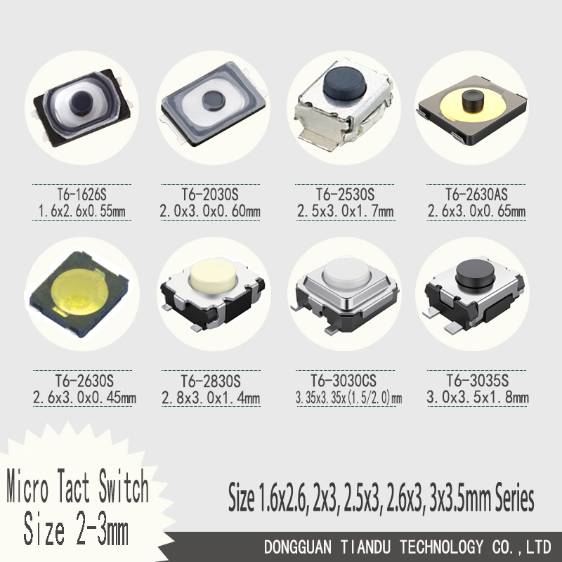 1.6×2.6×0.55mm SMD Type Low Profile Tactile Switch