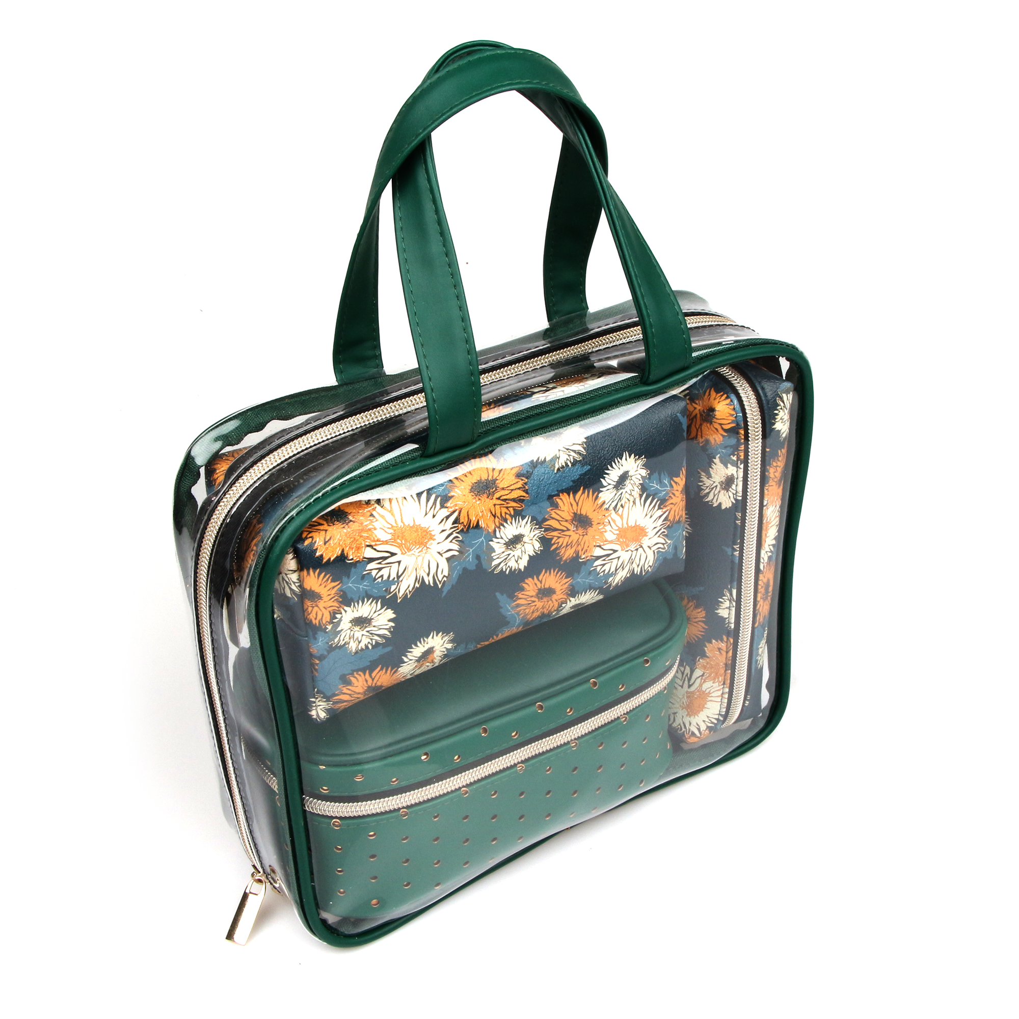 Hadiah kanggo Wanita lan Bocah-bocah wadon: Portable Cosmetic Polyester 3 Pack Makeup Travel Toiletry Bag
