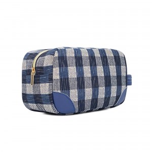 China wholesale Shopping Bag Products –  Blue Grid B/M00380G Men’s Toiletry Bag – Tianhou Bag