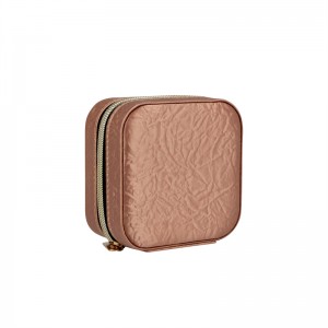 ODM Laundry Bag Supplier –  Khaki Wrinkle J/M80033G Jewelry Case, Jewelry Organizer Box for Girls Women with Mirro – Tianhou Bag