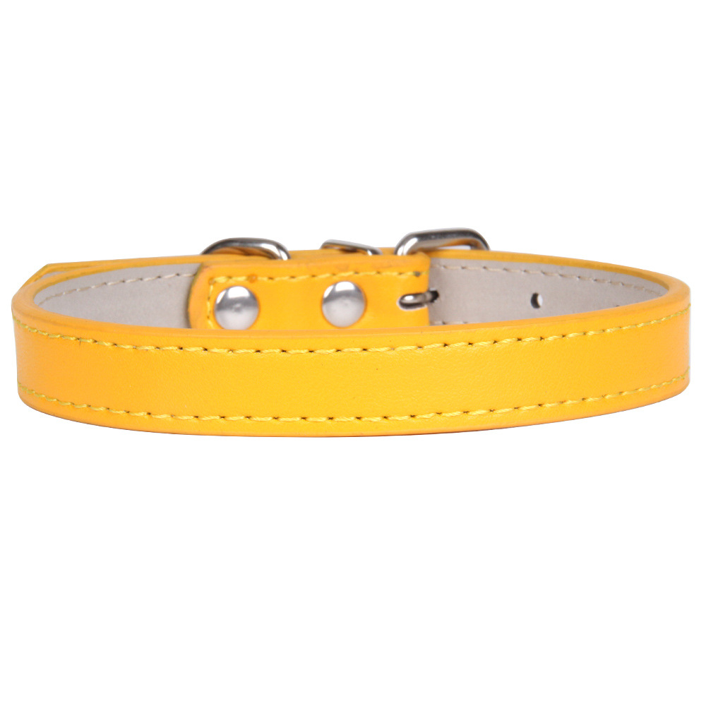 yellow pu leather dog collar