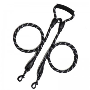 Nylon Reflective Rope Double Dog Leash  For 2 Dogs