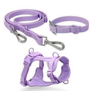 PU Leather Pet Collar ,Leash And Harness Set Available For Dogs