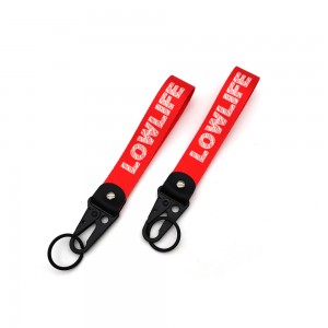 Customized Logo Keychain Lanyard with Rings and Carabiner