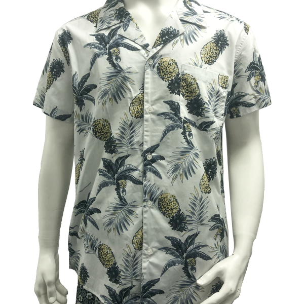 Tianyun 100% Cotton Pineapple Print Camp Hawaiian Shirts