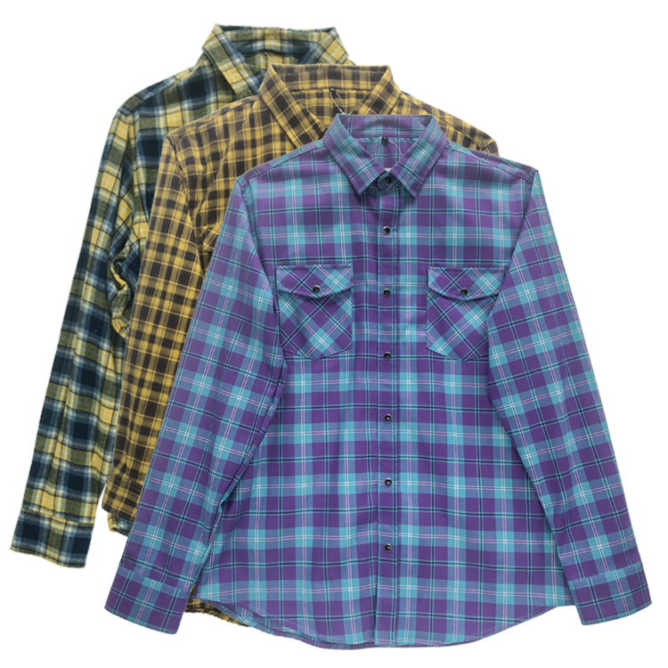Tianyun Purple Blue Polyester Blend Men’s Flannel Shirt