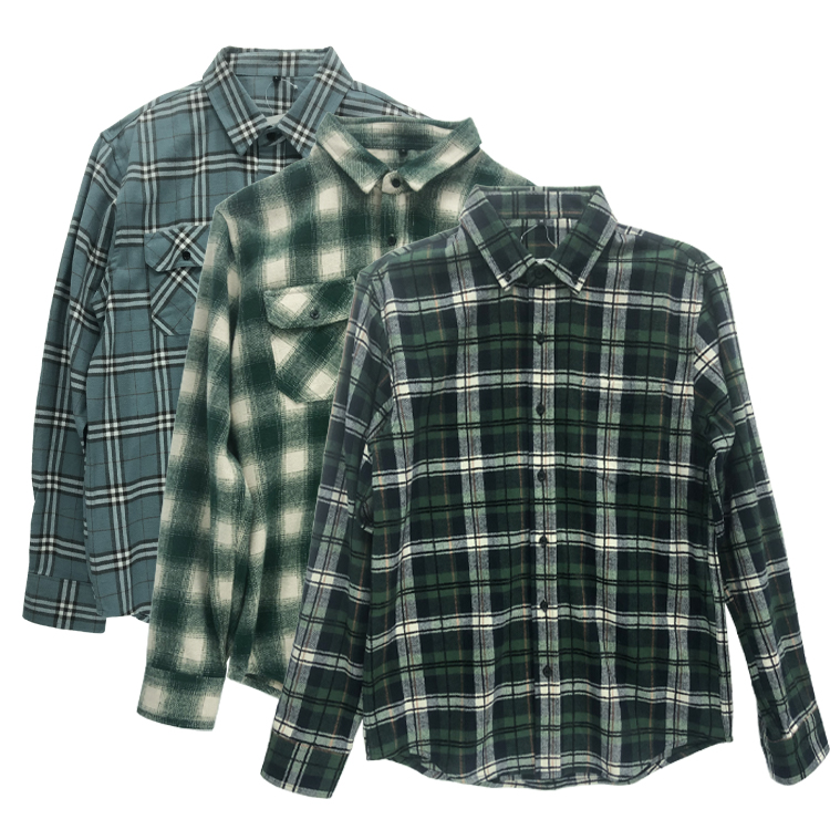 TianYun Men’s Slim Fit Long Sleeve Vintage Green Plaid Flannel Casual Shirts