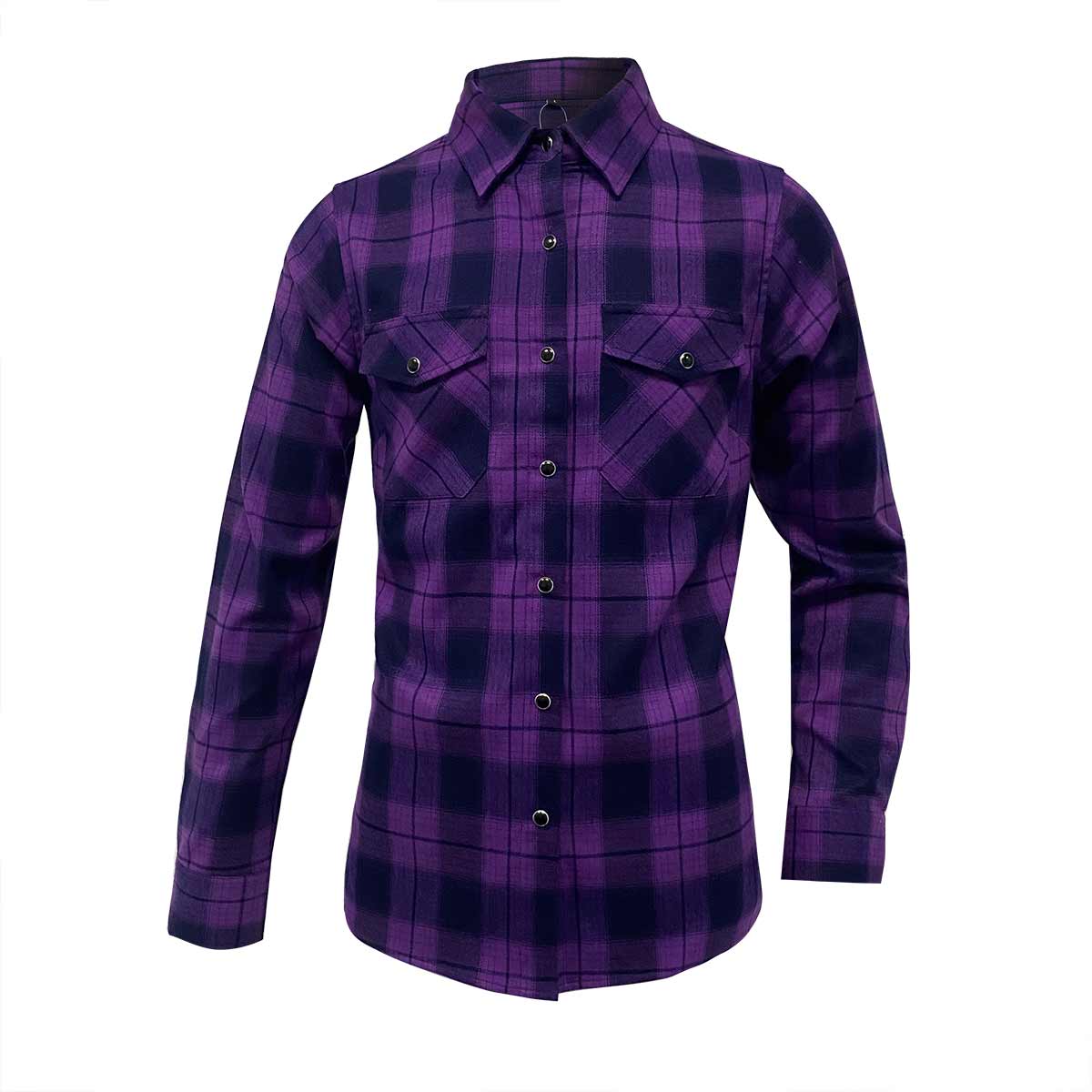 TianYun Unisex Wear Purple Snap Button Flannel Shirts