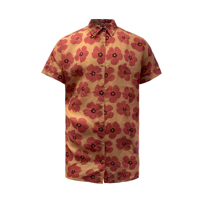TianYun Custom Floral Print Unisex Button Up Shirts