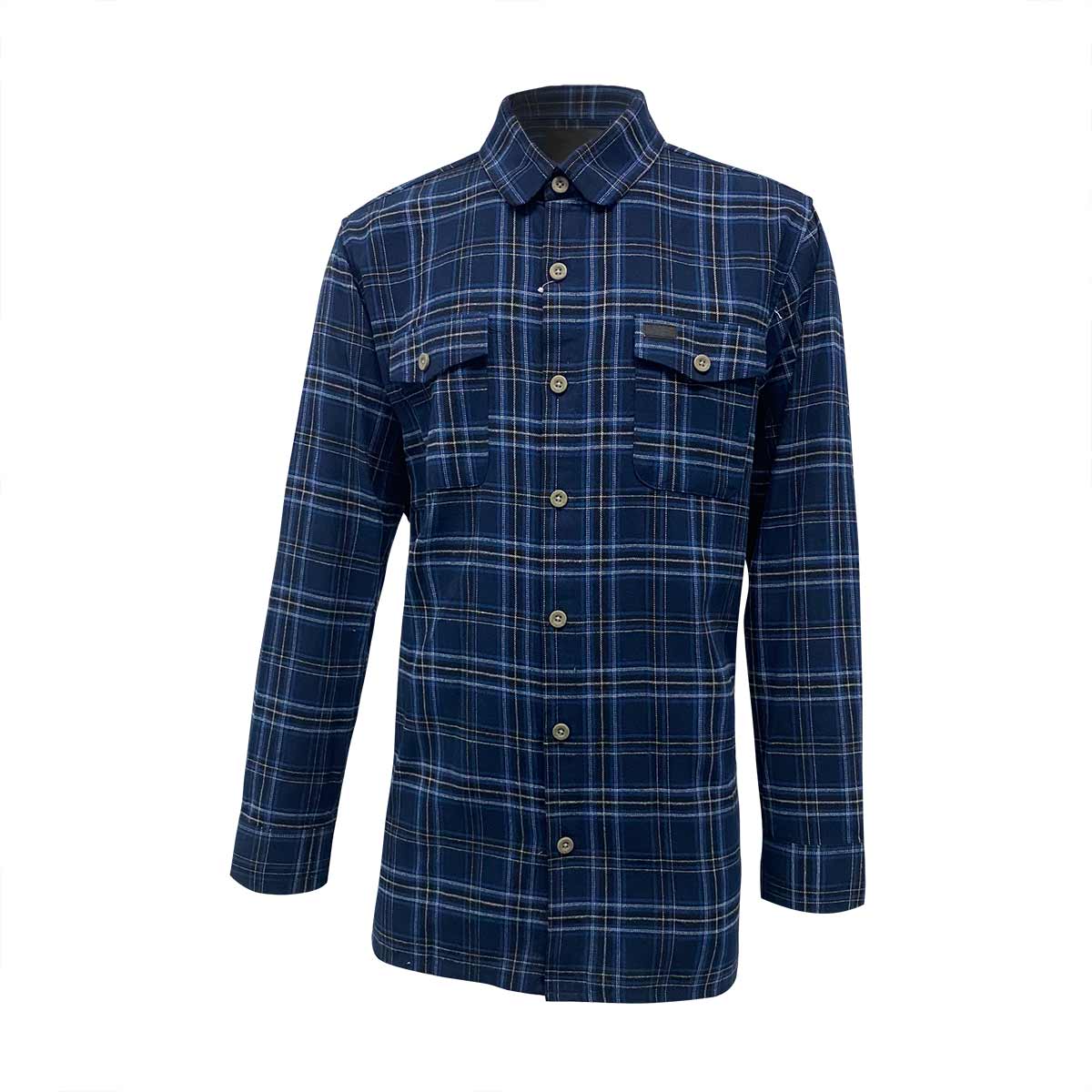 TianYun Men blue plaid cotton and spandex flannel shirt
