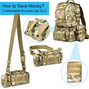 Large-capacity detachable tactical backpack military backpack