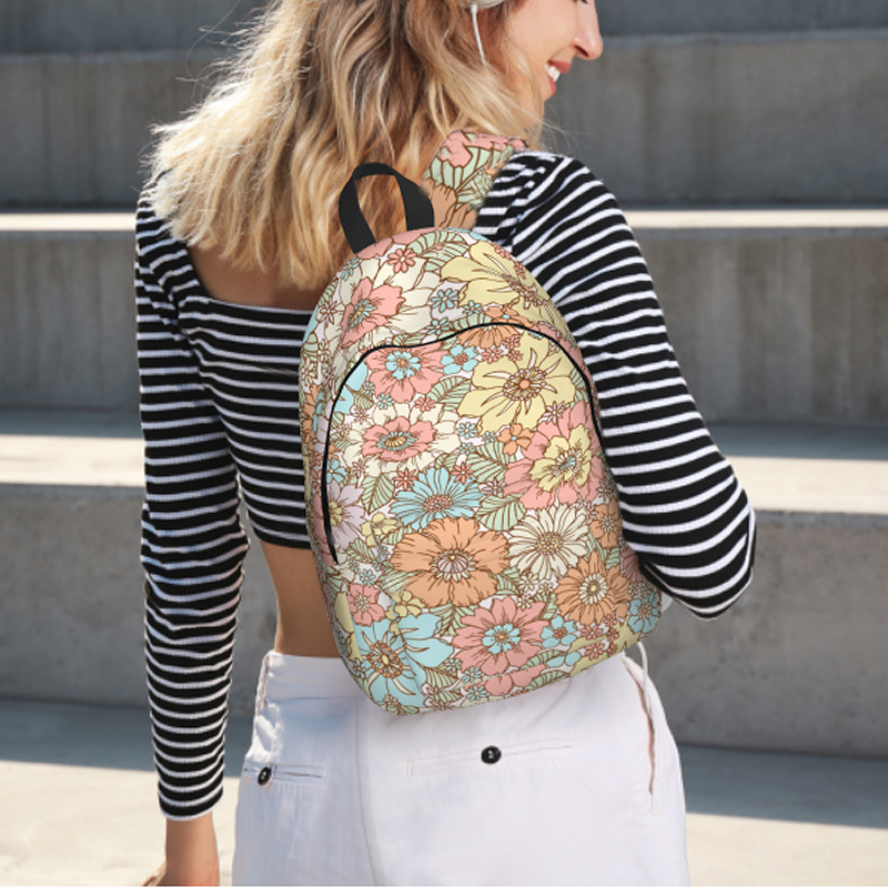Colorful flowers backpack for junior and high school students
