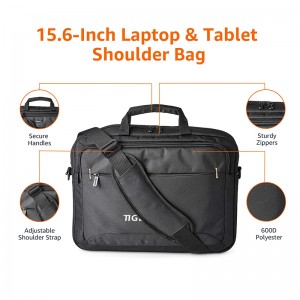 Black 15.6 Laptop and Tablet One Shoulder Bag Portable Bag