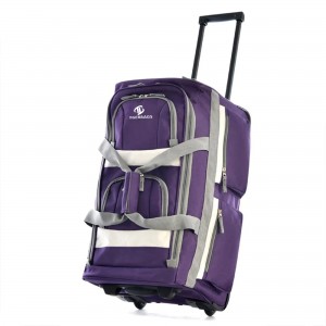 Low price for Overnighter Trolley Bag - 8 Pocket Rolling Duffel Bag, Dark Lavender, 22 inch – TIGER
