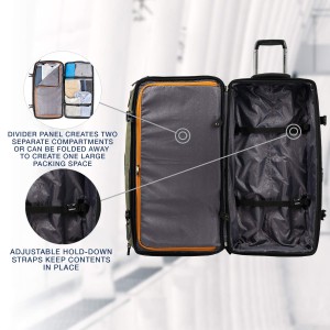 Sturdy, lightweight, expandable drop bottom wheel rolling duffle bag