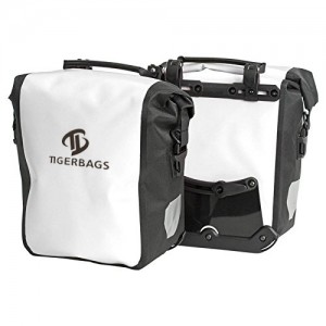 Large capacity white saddle bags are available in custom color styles