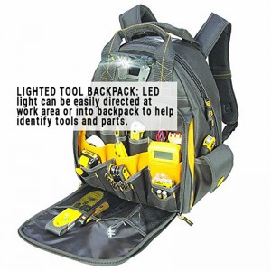 Luminous custom tool backpack with multiple pockets for wear resistance
