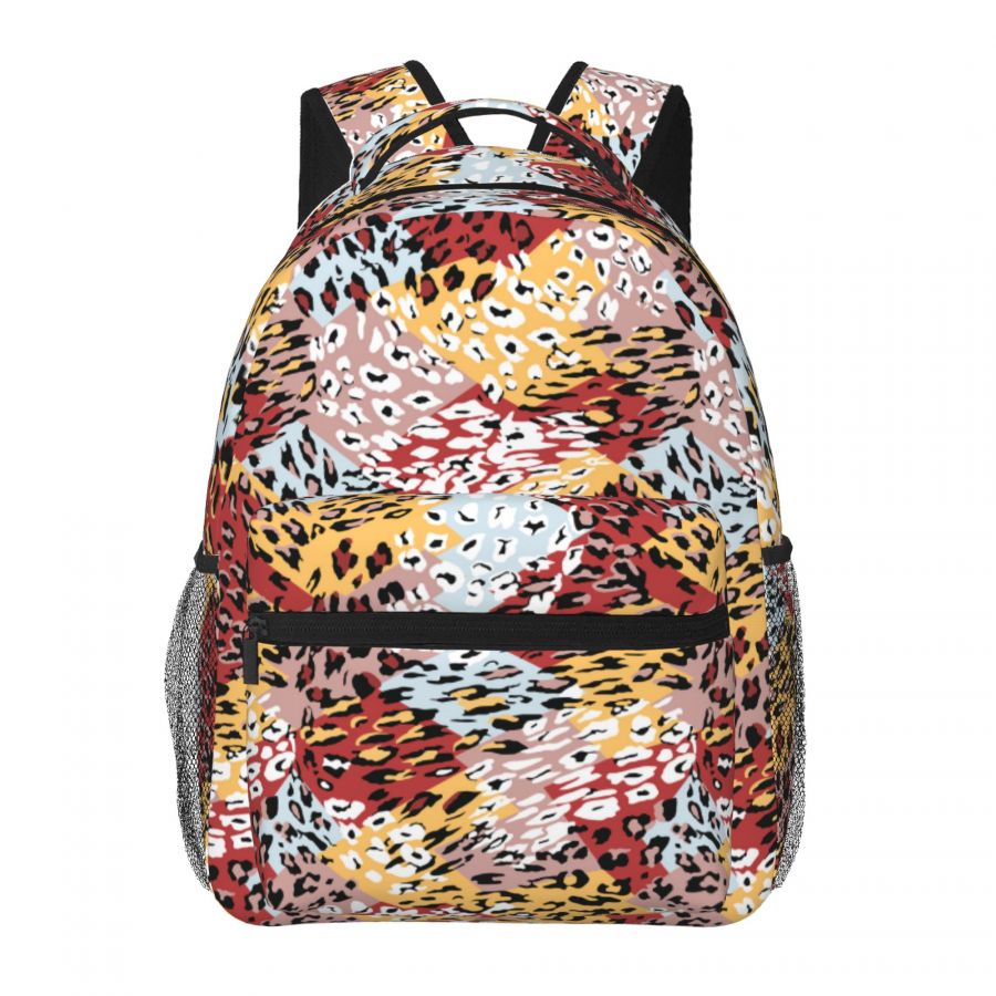 Three-color leopard print backpack for junior and high school students