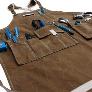 Waterproof work apron Heavy duty waxed canvas tool apron multi-pocket, customizable