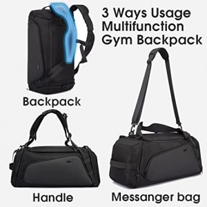 BANGE Gym Bag For Men,Dry And Wet Depart Pocket Sports Duffle Backpack With Shoes Compartment,Short-Distance Trip Duffle Gym Bag for Men Women