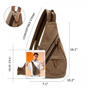 Brown Canvas One Shoulder Bag small crossbody bag One shoulder casual bag