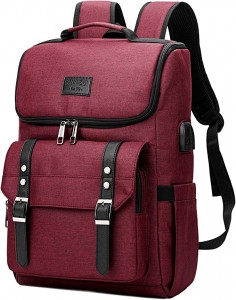 2023 New Vintage Backpack Travel Laptop Backpack with usb Charging Port for Women & Men School College Students Backpack Fits 15.6 Inch Laptop Red
