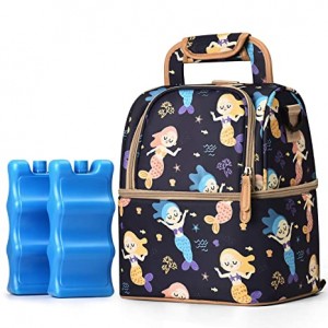 Cooler Bag with Ice Pack-Double Layer Fits 6 Bottles, Up to 9 Ounces for Nursing Mother Breast Pump Bag Backpack (SkyBlue)