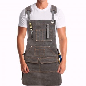Woodworking aprons, heavy duty wax canvas work tools aprons multi-pocket, adjustable with aprons can be customized