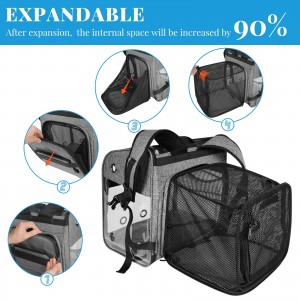 Extendable cat backpack straps, breathable mesh pet backpack straps