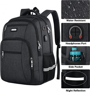 Travel Laptop Backpack, 17 Inch Extra Large College School Bookbag,Theft Slim Business Airplane Approve Laptops Backpack with USB Charging Port, Computer Bag for Women Men Fits Notebook