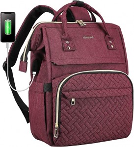 Laptop Backpack for Women Fashion Business Computer Backpacks Travel Bags Purse Student Bookbag Teacher Doctor Nurse Work Backpack with USB Port Fits 15.6-Inch Laptop, Wine Red
