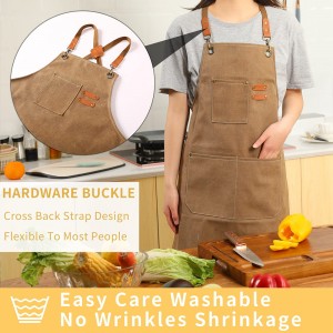 Canvas back cross chef cotton apron, suitable for men and women, customizable with large pockets