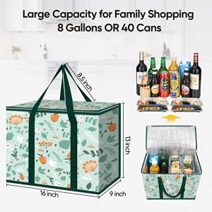 Insulated Reusable Grocery Bags, Collapsible Cooler Bag for Groceries, Heavy Duty Large Insulated Bag