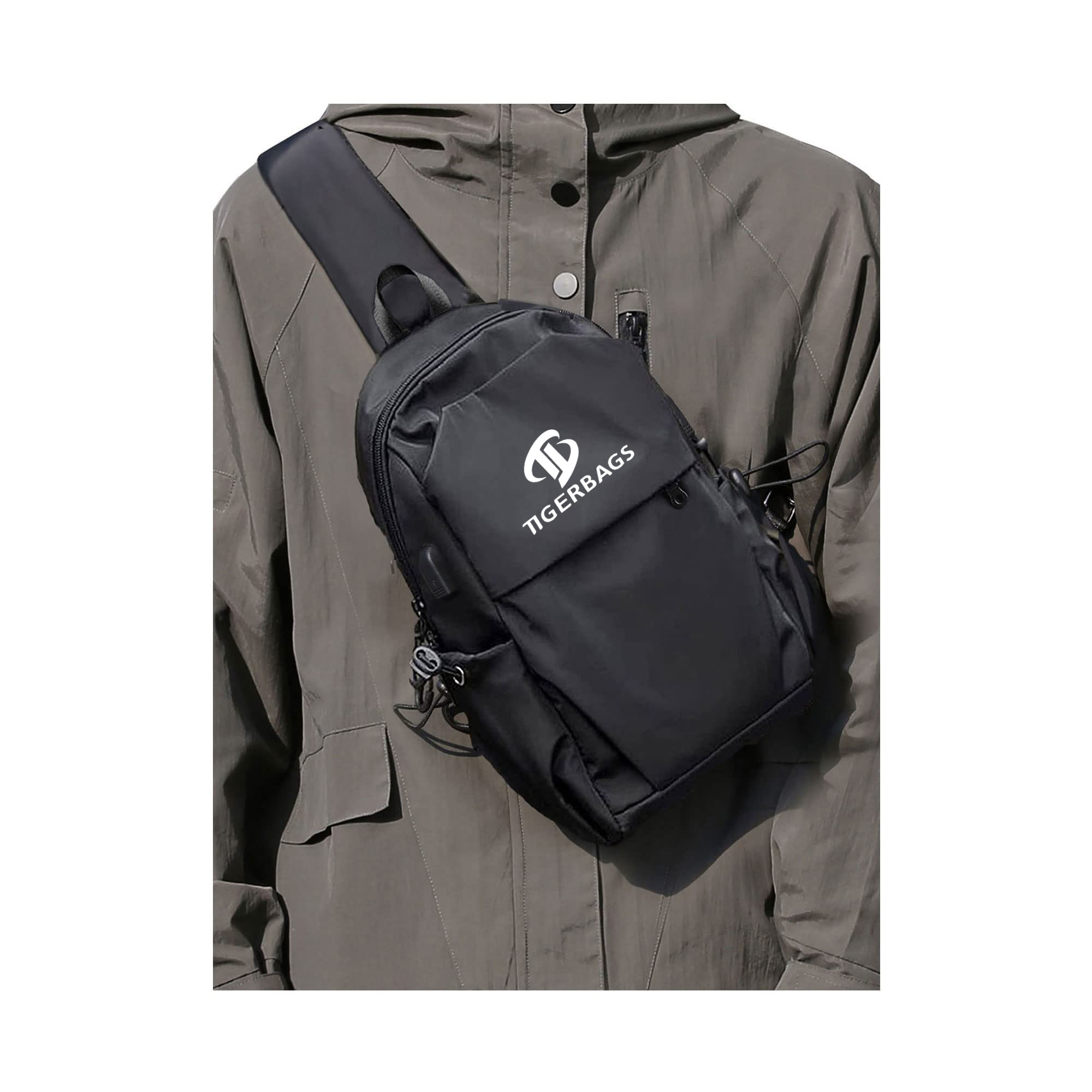 Professional China Teddy Bear Backpack - Crossbody bag for men and women shoulder bag USB charger chest bag – TIGER