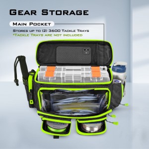Waterproof fishing tackle bag with soft plastic storage removable shoulder strap