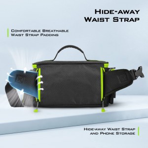 Waterproof fishing tackle bag with soft plastic storage removable shoulder strap