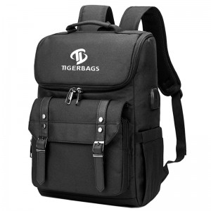 Black travel laptop backpack with usb charging port backpack customization
