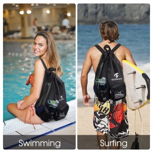 Swimming bag mesh pull rope backpack waterproof durable bag
