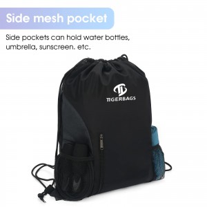 Drawstring backpack Sports gym backpack with mesh waterproof rope bag unisex