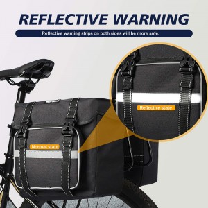 Bike Double Pannier Bags Waterproof Bicycle Rear Seat Panniers Pack with Reflective Stripe