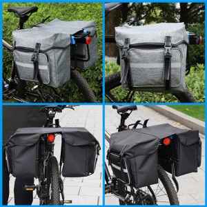 Bike Double Pannier Bags Waterproof Bicycle Rear Seat Panniers Pack with Reflective Stripe