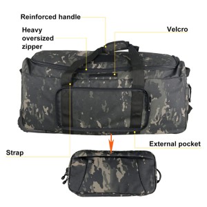 Duffle bag wheel rolling deployment wheeled suitcase heavy duty rod bag
