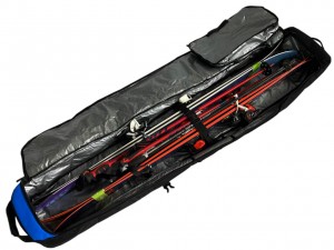 Premium high end customizable soft travel ski bag with dual wheels