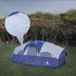 Waterproof and Windproof Family Tent, 5 Large Mesh Windows, Double Layer, Dividing Curtains to Divide Rooms, Portable Tent
