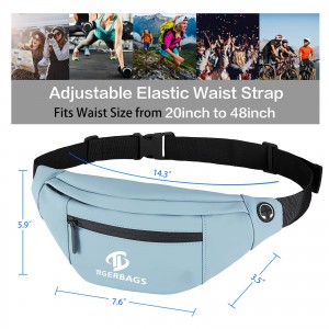 Large crossbody Fanny pack with 4 zipper pockets to carry a lot