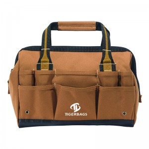 Brown polyester kit with multiple compartments for customizable packs