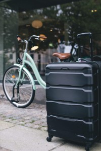 Hardside extendable suitcase Black, multi-color wheeled duffle bag