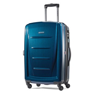 Hardside extendable suitcase with wheel blue multi-color suitcase
