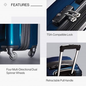 Hardside extendable suitcase with wheel blue multi-color suitcase